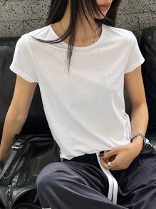 DAZY Basic Casual Solid Color Office Lady T-Shirt For Women, Spring/Summer