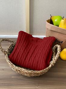 DAZY Tween Girl Plain Crew Neck Sweater Fall,Winter - Burgundy - View 6