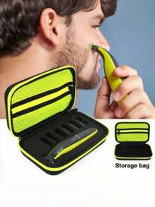 SHEIN 1 件电动剃须刀旅行包 - 便携式防震硬质收纳盒，适用于剃须刀、理发器、修剪器和美容工具 | 面部和身体脱毛配件袋 | 男士盥洗包 | 圣诞礼物，适合送给他、爸爸、男朋友的节日礼物 - 彩色 - 查看 3