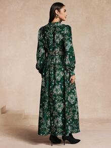 Chiquease Elegant Women's Long Sleeve Printed Long Sleeve Dress Maxi Women Outfit