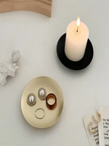 Nordic Minimalist Iron Round Candle Holder Set (S & M Size) Rustic Scandi Floating Candle Stand For Table Centerpiece Versatile Decor For Wedding, Christmas, Autumn, Winter Holidays Farmhouse, Restaurant, Mantel Shelf Styling Essential - Halloween, Thanksgiving, Cozy Festive Ambiance (Matte Black, 0.6x2.7in & 3.9x0.6in)