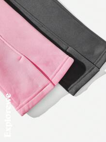 SHEIN 2pcs Girl Teenage Wide Leg Sweatpants, Letter Print, Split Hem, Casual Sports Loose Fleece Pants - Multicolor - View 7