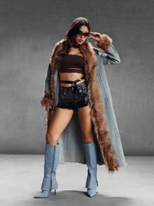 CUCCOO SZL Pointy Toe Stiletto Knee High Boots For Women, Fashion Design For Christmas And New Year Holiday Vibe Fall And Winter - Grey - View 6