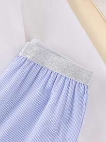 2pcs Girls Butterfly & Stripes Print Casual Home Outfit Set Including Long Pants And Long Sleeve Top