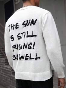 Manfinity CasualKnits Men's Front Button Up Long Sleeve Shirt With Pocket Detail, Minimalist Design - White - View 2