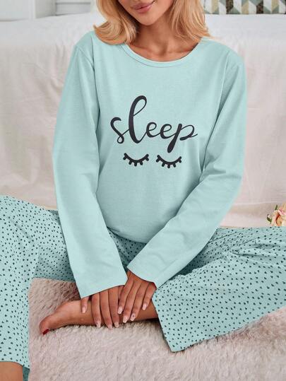 RueChic 100% Katoenen Eye Heart Printed PJ Set view 3