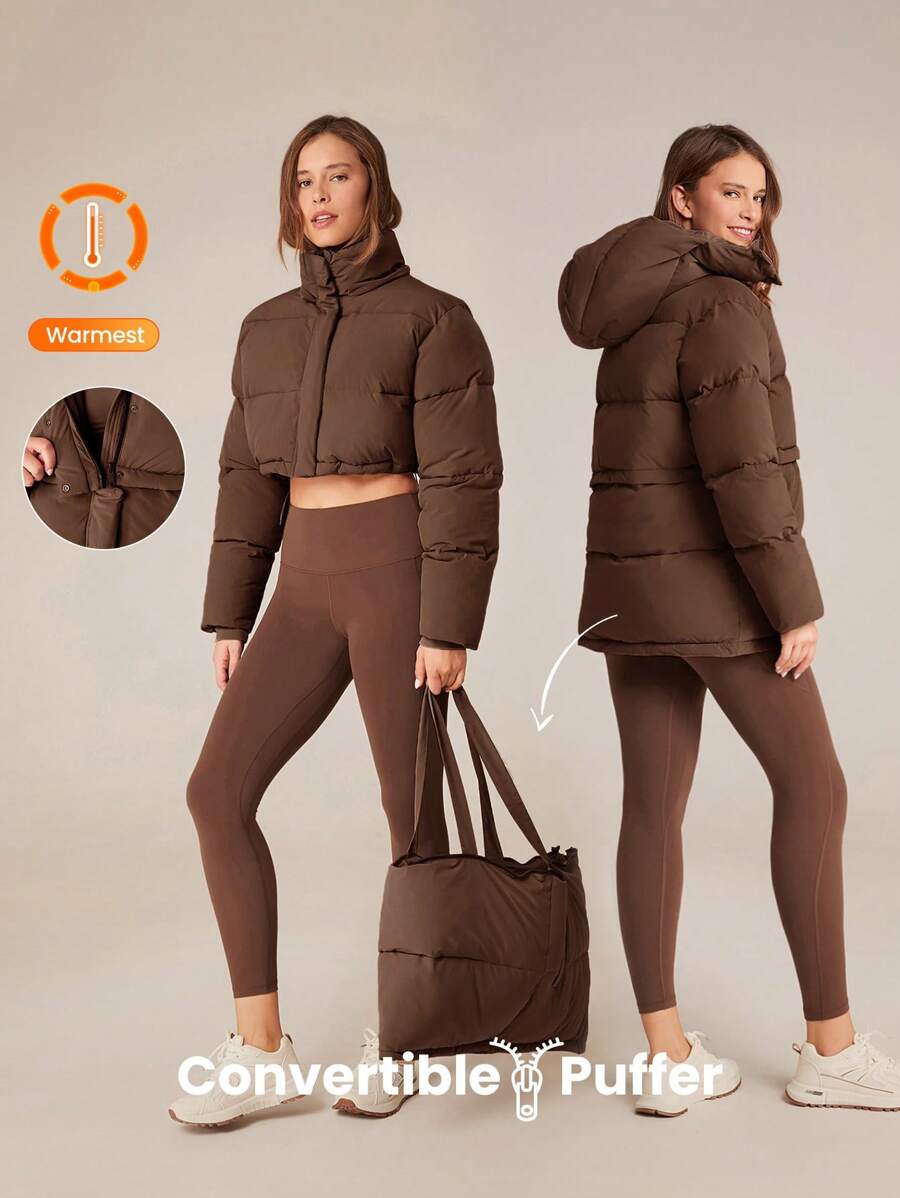 GLOWMODE 防风轻便羽绒保暖夹克日常休闲冬季 - 棕色 - 查看 1