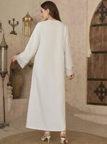 Al Najma Elegancki dubajski nadruk kontrastowy kolor arabski turecki długi szlafrok, odzież muzułmańska, skromny kaftan