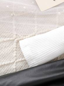 SHEIN Baby Girl Casual Colorblock Bow Decor Patchwork Dress, Autumn - White - View 6