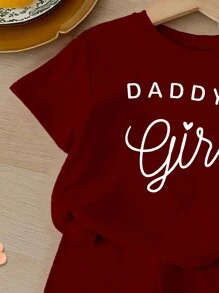 SHEIN Baby Girl Casual Minimalist Short Sleeve Shorts Set, Suitable For Summer