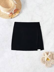 Swim Lushoire Women's Solid Color Beach Elegant Side Slit Pants Design Swimwear Beach Pants - Black - View 5