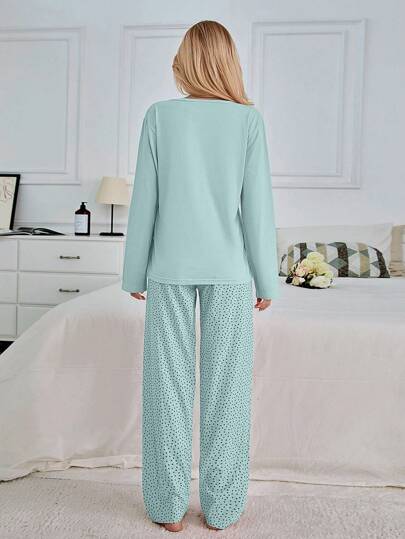 RueChic 100% Katoenen Eye Heart Printed PJ Set view 2