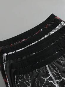 SHEIN 5 件/包 Tween Boy 舒适全印花黑色腰带平角内裤