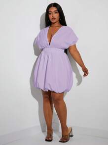 SHEIN SXY Sukienka z krótkim rękawem i bufiastymi rękawami na imprezę ukończenia szkoły w dużym rozmiarze