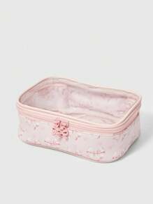 ROMWE Kawaii Cute Cartoon See-Through Combination Storage Bag, Square Portable Toiletry Pouch - Pink - View 4