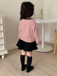 Dazy Kids Young Girl Fall Clothes Young Girl Bow Pattern Print T-Shirt - Pink - View 3