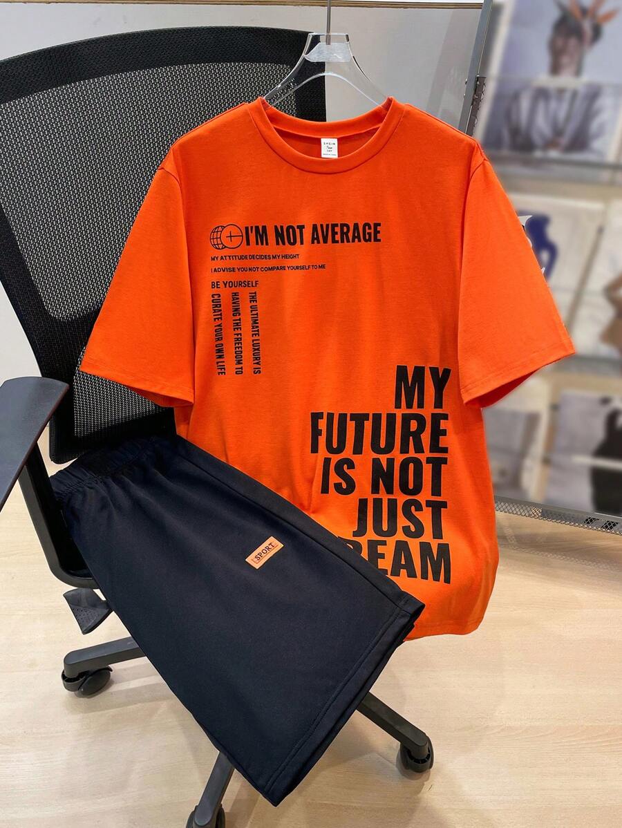 SHEIN Leap Crew 2pcs/Set Teen Boys Casual Loose Comfy Versatile Printed Short Sleeve Top And Shorts Set - Multicolor - View 1