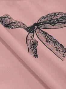 Dazy Kids Young Girl Fall Clothes Young Girl Bow Pattern Print T-Shirt - Pink - View 5