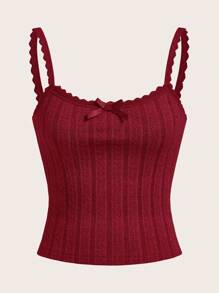 SHEIN EZwear 多件装女士纯色蝴蝶结装饰休闲吊带背心 - 紅色 - 查看 9