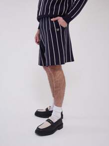 Musero Elasticated Drawstring Waistband Contrast Striped Knit Shorts Spring Summer Essentials - Multicolor - View 4