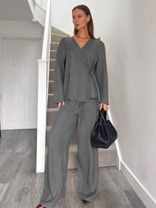 Siren Gaze 女士西装外套，灰色套装，西装套装，办公室女装，商务女装，两件套春秋装，情侣装，家庭圣诞睡衣套装，情侣装，春秋装 - 灰色 - 查看 3