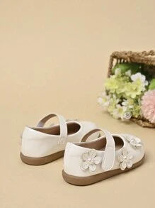 Toddler Girls' Cute Sweet Pearl Flower Flats, Suitable For Wedding, Stage
