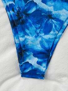 Swim Mod Conjunto de bikini de mujer con cuello de halter, sujetador con triángulo y braguitas de amarrar en los laterales para el verano
