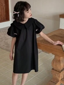 DAZY فستان كاجوال وأنيق للفتيات المراهقات بياقة بولو وأكمام قصيرة، لون سادة لليوم النتيجة