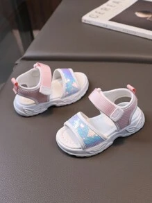 1 双时尚粉色女童舒适凉鞋，带缓冲鞋底和透气材料 - 粉色 - 查看 2