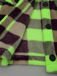 SHEIN LUNE Chaqueta casual de mujer con cierre de botones delantero, manga larga, bolsillo y estampado a cuadros, para uso diario