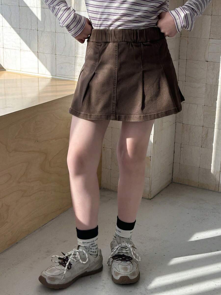 Dazy Kids Tween Girl Jean Skirt - Brown - View 1