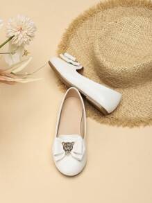 أحذية مسطحة جديدة أنيقة وراحة للأطفال ، أحذية أميرة مزينة بفيونكة للفتيات، أحذية كاجوال مسطحة