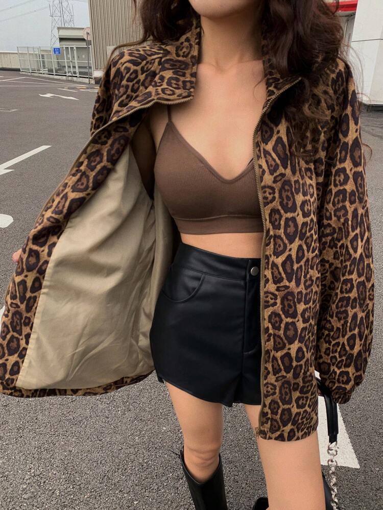 Women's Casual Cheetah Leopard Print Lightweight Jacket, Autumn Cheetah Print