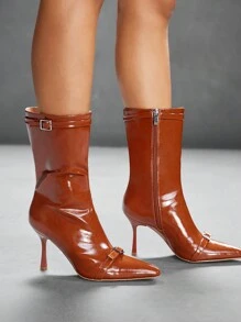 CUCCOO SZL Women's Fashionable Pointed Toe High Boots, Elegant For Parties & Winter Wear Valentine's Day - Camel - View 4