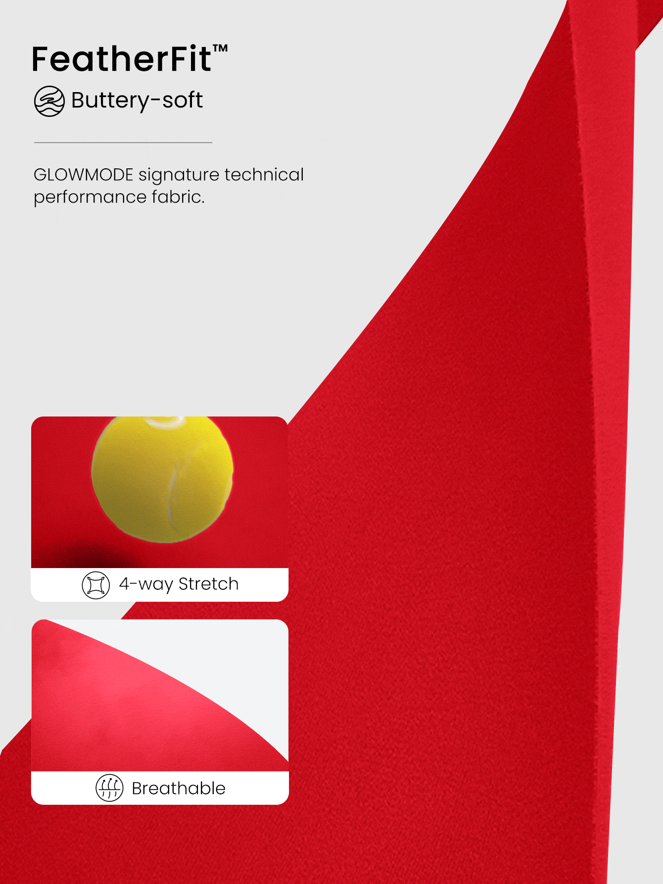 GLOWMODE FeatherFit™ U 型背心短款运动背心，低冲击瑜伽日常秋冬装 - Fiery Red - 查看 4