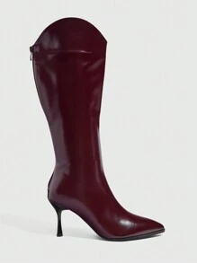 CUCCOO SZL Fashionable Autumn/Winter Sexy Pointed Toe Stiletto Heel Over-The-Knee Boots For Party Valentine's Day - Burgundy - View 5