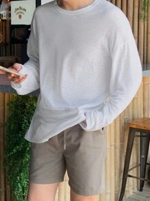 DAZY Men's Loose Solid Color All-Match Casual T-Shirt - White - View 2