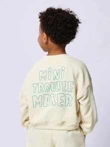 SUMWON Young Boys Comfy Soft Graphic Printed Sweatshirts And Sweatpants 2 Piece Set - Apricot - View 3