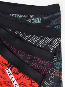 4pcs/Set Letter & Number Printed Men's Boxer Briefs