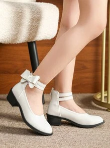 Chú ý: Giày cao gót trẻ em cho bé gái, Giày cao gót trẻ em màu trắng, Giày công chúa cao gót tuổi teen - trắng - Xem 7