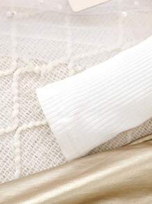 SHEIN Elladie kids Baby Girl Solid Color Patchwork Round Neck Long Sleeve Butterfly Decoration Dress