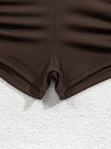 SHEIN Swim Solid Color Drawstring Side Design Bikini Bottoms, Suitable For Beach & Vacation Summer