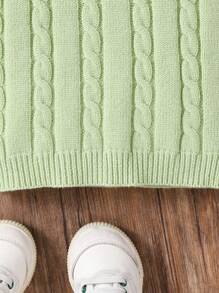 Fashionable Baby Girls' Green Cable Knit Warm Sweater - Mint Green - View 6