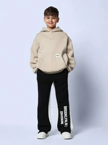 SUMWON Color Block Flared Sweatpants Wide Leg Pants Retro Training Pants Brooklyn Division Split Leg Workout Performance Track Bottoms Comfort Sports - Black - View 3
