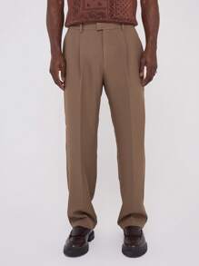 Musero Pleated Tailored Suit Trousers - Brown - View 2