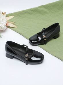 Metallic Decor Children's Fashion Shiny High Heel Casual Shoes