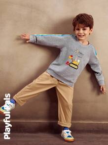 SHEIN 1pc Young Boys Straight Solid Color Gentleman Casual Pants, Basic Design Suitable For School And Outdoor Play, Spring/Summer Outfits - Yellow - View 6