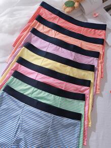 7pcs/Pack Milk Silk Striped Casual Waistbands Underwear For Teenage Boys