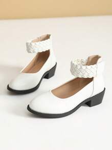 Girl's White High Heel Shoes, Children Shoes - White - View 2