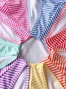 7pcs/Pack Milk Silk Stripe Casual Briefs With Waistband, Underwear For Teens